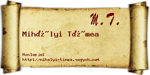 Mihályi Tímea névjegykártya