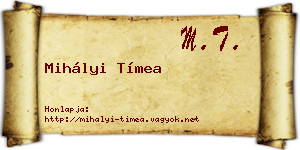 Mihályi Tímea névjegykártya
